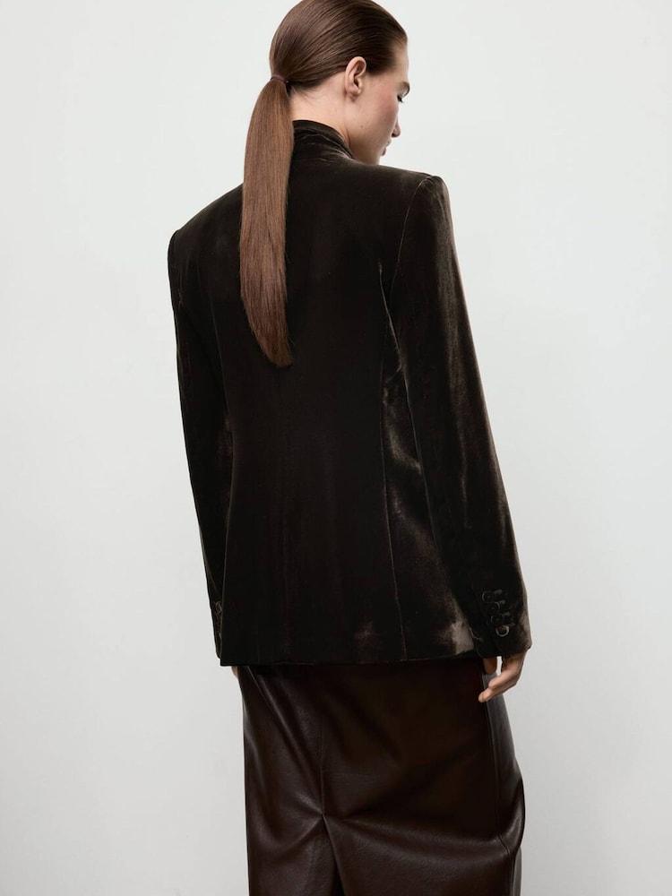 Mango Brown Velvet Suit Blazer - Image 2 of 6