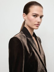 Mango Brown Velvet Suit Blazer - Image 3 of 6