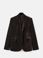 Mango Brown Velvet Suit Blazer - Image 5 of 6