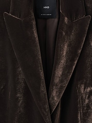 Mango Brown Velvet Suit Blazer - Image 6 of 6