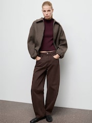 Mango Red High Neck Ruffle Detail Knitted Jumper - Image 4 of 5