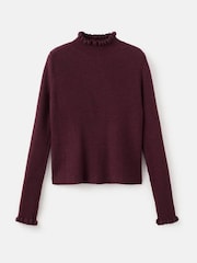 Mango Red High Neck Ruffle Detail Knitted Jumper - Image 5 of 5