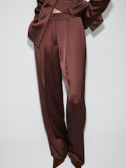 Mango Brown Satin Suit Trousers - Image 1 of 6
