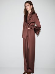 Mango Brown Satin Suit Trousers - Image 2 of 6