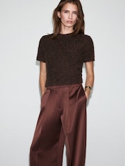 Mango Brown Satin Suit Trousers - Image 4 of 6