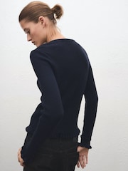 Mango Blue Ruffle Knitted Jumper - Image 2 of 6