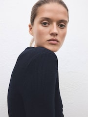 Mango Blue Ruffle Knitted Jumper - Image 3 of 6