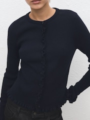 Mango Blue Ruffle Knitted Jumper - Image 4 of 6