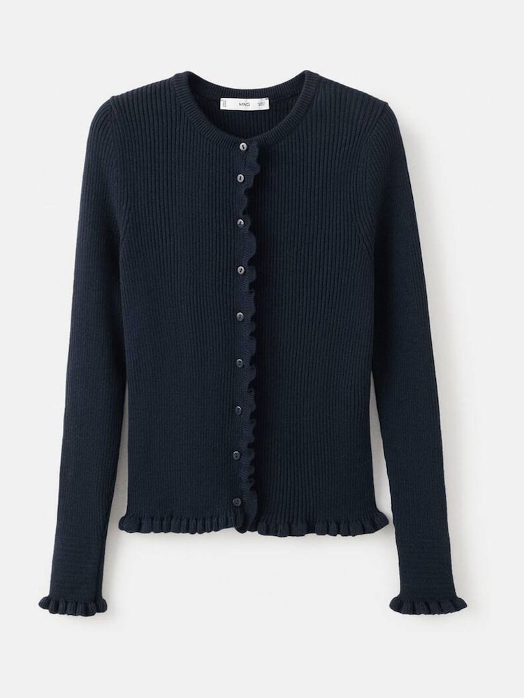 Mango Blue Ruffle Knitted Jumper - Image 6 of 6