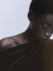 Mango Brown Mini Draped Neck Velvet Shift Dress - Image 4 of 6