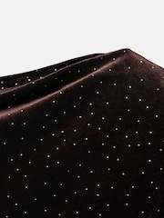 Mango Brown Mini Draped Neck Velvet Shift Dress - Image 6 of 6