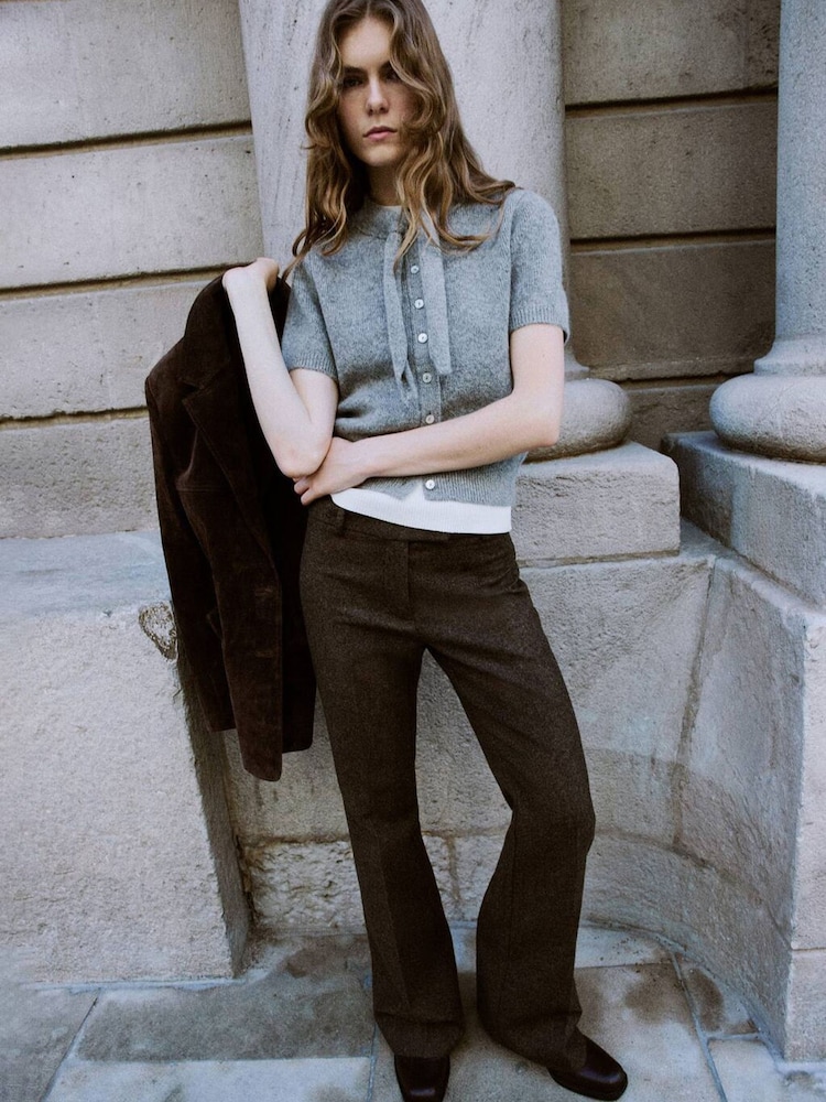 Mango Grey Neck Scaf Wrap Tie Cardigan - Image 2 of 7 Mango Grey Neck Scaf Wrap Tie Cardigan - Image 2 of 7