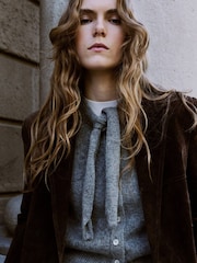 Mango Grey Neck Scaf Wrap Tie Cardigan - Image 5 of 7