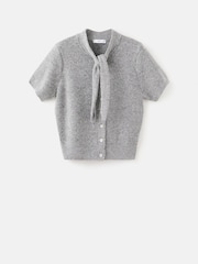 Mango Grey Neck Scaf Wrap Tie Cardigan - Image 6 of 7