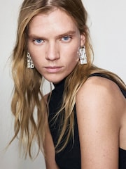 Mango Black Peplum Knitted Top - Image 4 of 7