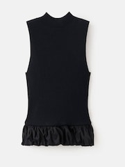 Mango Black Peplum Knitted Top - Image 7 of 7