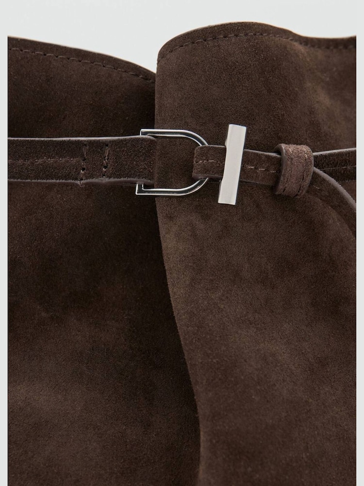 Mango Brown Suede Shopper Buckle Bag - Image 4 of 4