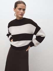 Mango Cream Striped Knitted Jumper - Image 1 of 5