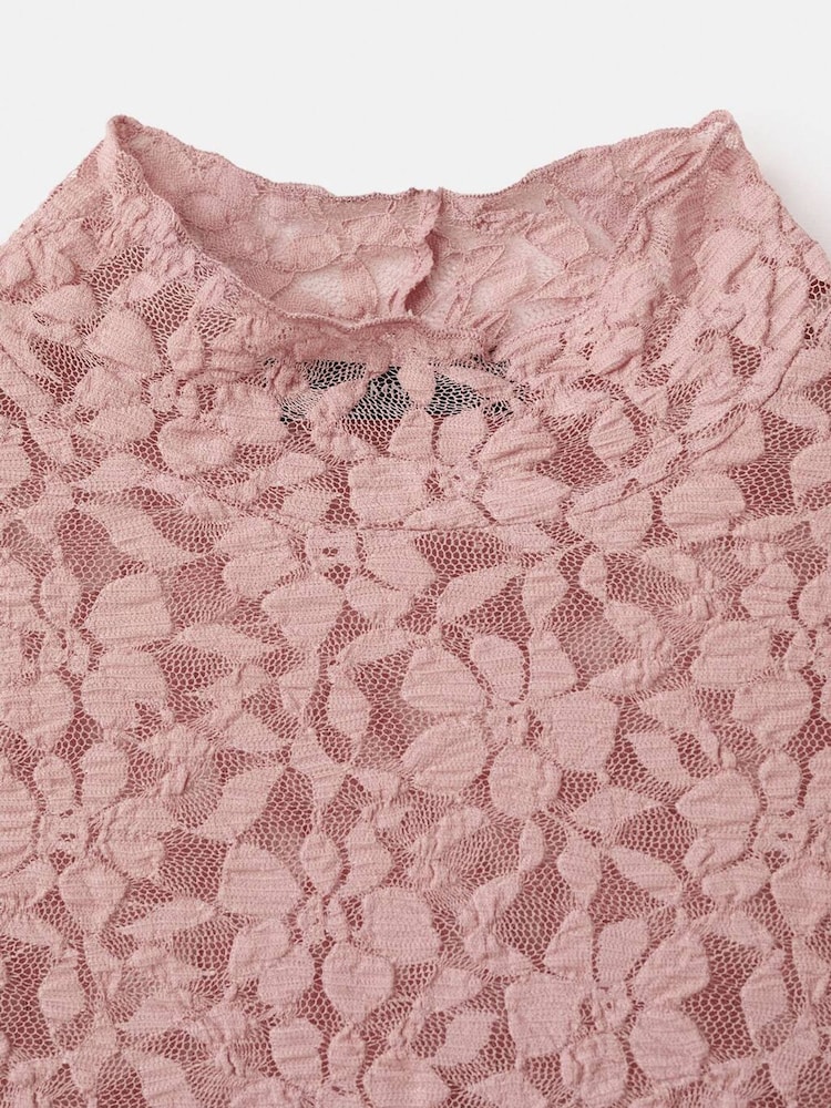Mango Pink Lace Blouse - Image 8 of 8