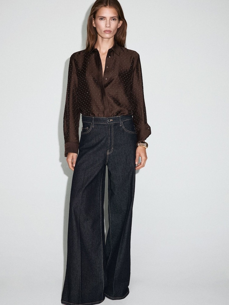 Mango Brown Embellished Shirt - Image 2 of 6