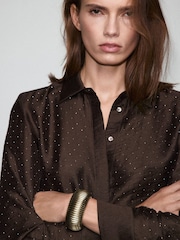 Mango Brown Embellished Shirt - Image 4 of 6
