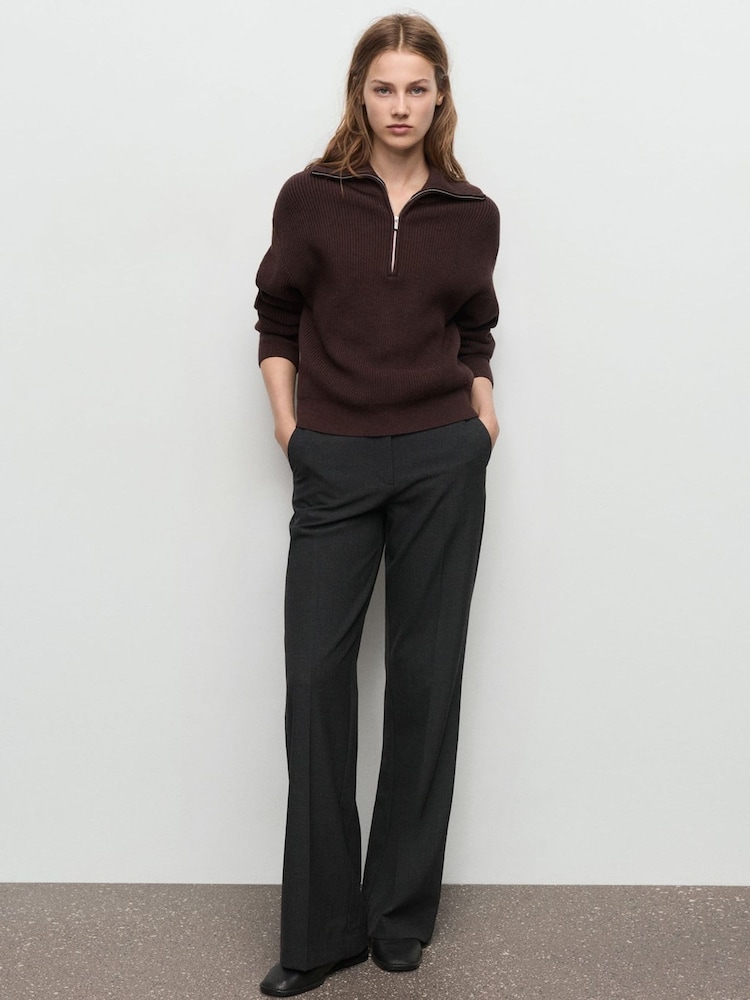 Mango Light Grey Belted Detailing Smart Trousers - Image 1 of 5 Mango Light Grey Belted Detailing Smart Trousers - Image 1 of 5