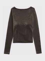 Abercrombie & Fitch Long Sleeve Mesh Cowl Back Top - Imaginea 11 din 11