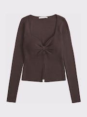 Abercrombie & Fitch Brown Bra Free Long Sleeve Twist Top - Image 7 of 7