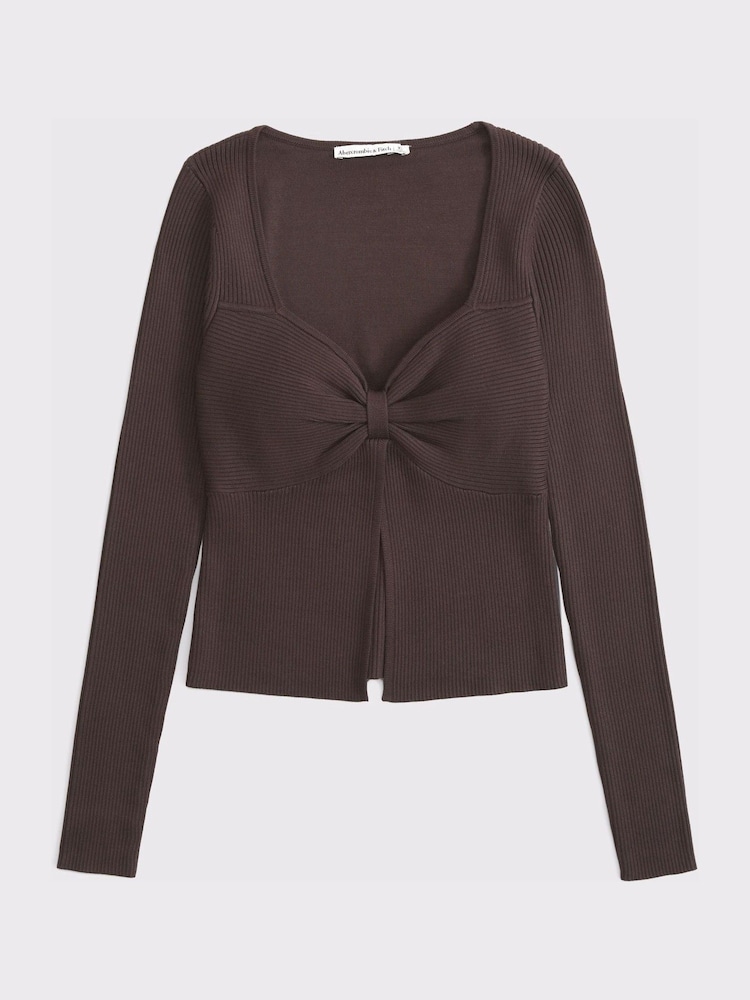 Abercrombie & Fitch Brown Bra Free Long Sleeve Twist Top - Image 7 of 7 Abercrombie & Fitch Brown Bra Free Long Sleeve Twist Top - Image 7 of 7