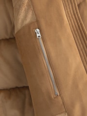 Abercrombie & Fitch Brown Suede Short Puffer Jacket - Image 3 of 3