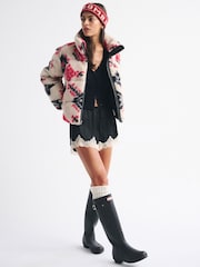 Abercrombie & Fitch Cream Suede Short Puffer Jacket - Image 1 of 7