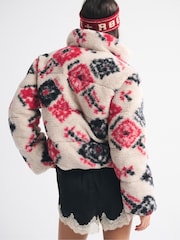 Abercrombie & Fitch Cream Suede Short Puffer Jacket - Image 3 of 7