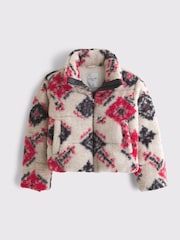 Abercrombie & Fitch Cream Suede Short Puffer Jacket - Image 7 of 7