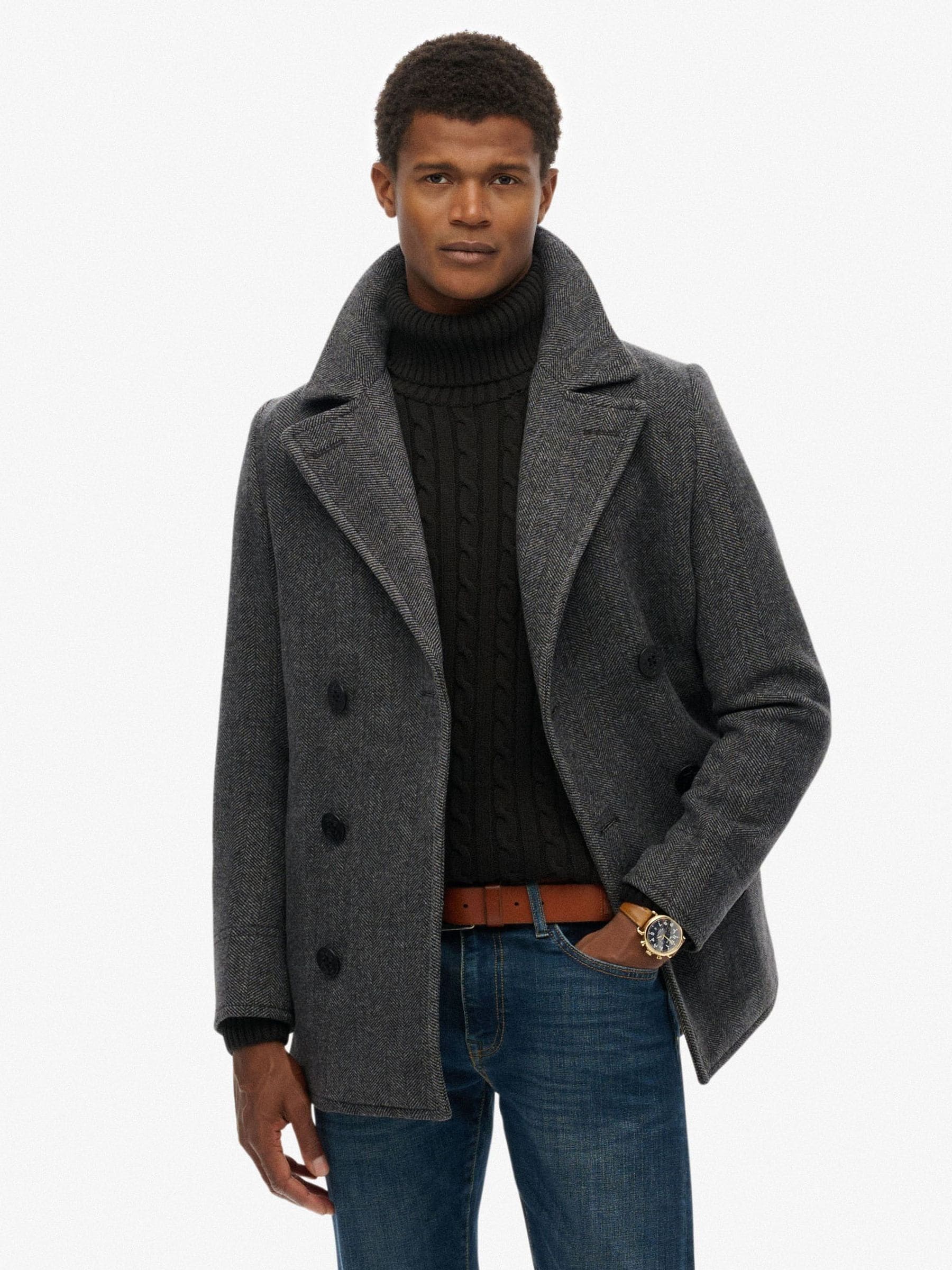 Buy Superdry Grey Merchant Wool Pea Coat from Next India