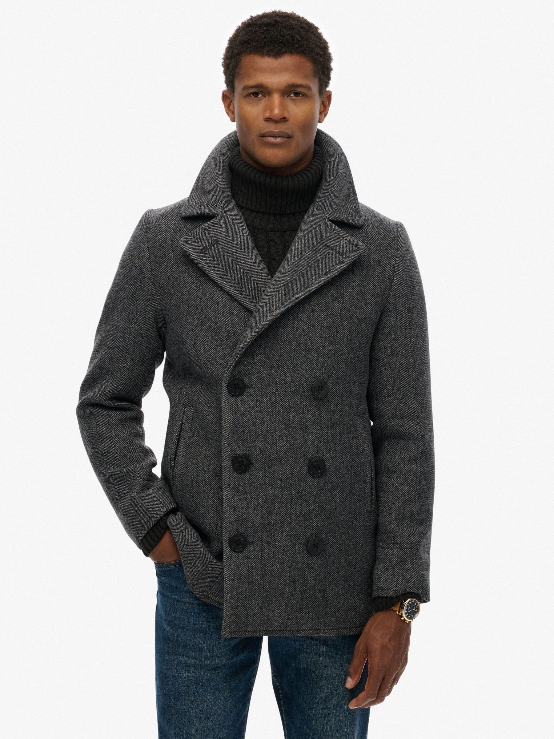 Buy Superdry Grey Merchant Wool Pea Coat from Next India