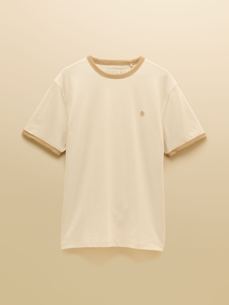 Joules Rugby Club Cream Crew Neck Cotton T-Shirt - Image 7 of 7