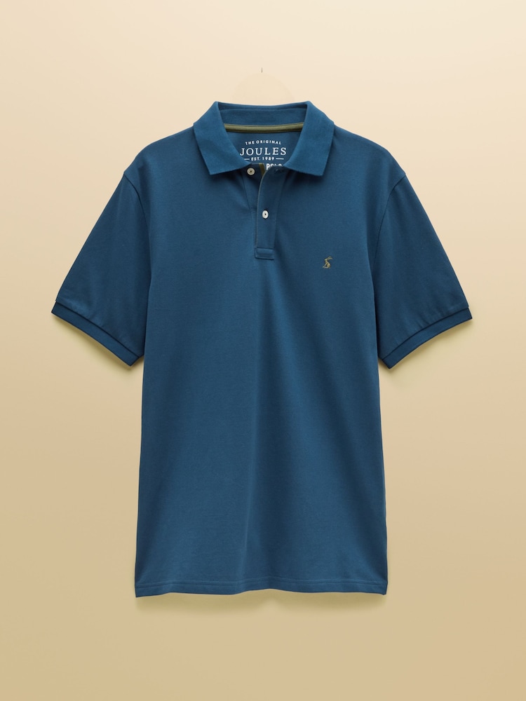 Joules Woody Teal Blue Cotton Pique Polo Shirt - Image 9 of 9