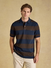 Rayas azul marino y marrón - Polo de piqué de algodón Joules Woody - Imagen 1 de 8