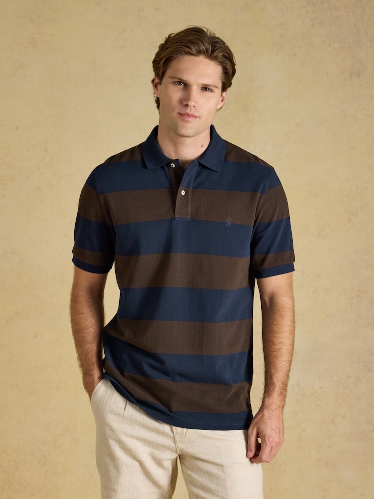 Rayas azul marino y marrón - Polo de piqué de algodón Joules Woody - Imagen 1 de 8