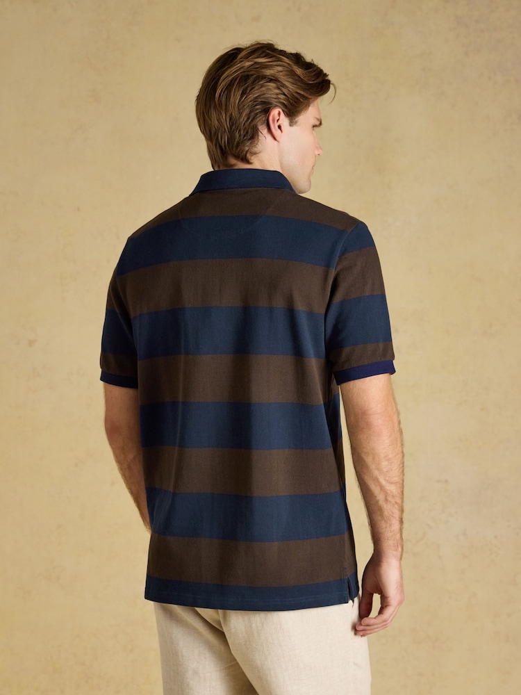 Rayas azul marino y marrón - Polo de piqué de algodón Joules Woody - Imagen 2 de 8