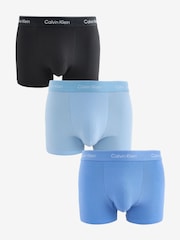 Calvin Klein Blue Icon Cotton Stretch Boxer Trunks 3 Pack - Image 1 of 4