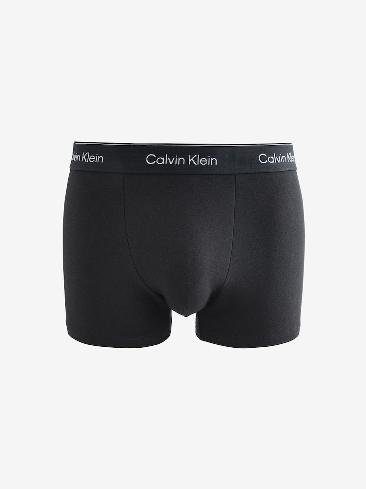 Calvin Klein Blue Icon Cotton Stretch Boxer Trunks 3 Pack - Image 2 of 4