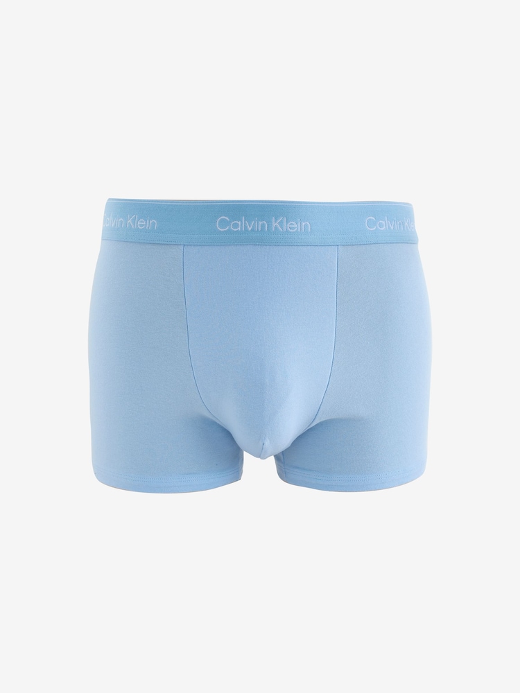 Calvin Klein Blue Icon Cotton Stretch Boxer Trunks 3 Pack - Image 4 of 4
