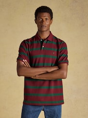 Joules Woody Green & Port Striped Cotton Pique Polo Shirt - Image 1 of 9
