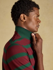 Joules Woody Green & Port Striped Cotton Pique Polo Shirt - Image 3 of 9