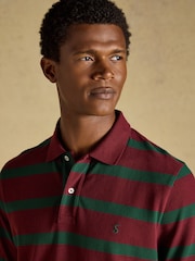 Joules Woody Green & Port Striped Cotton Pique Polo Shirt - Image 5 of 9
