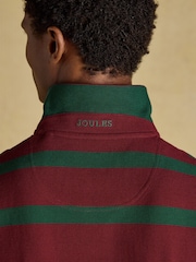 Joules Woody Green & Port Striped Cotton Pique Polo Shirt - Image 7 of 9