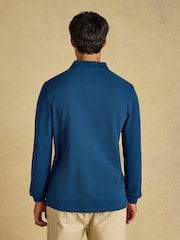 Joules Blue Long Sleeve Cotton Pique Polo Shirt - Image 2 of 9