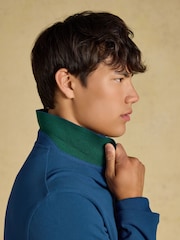 Joules Blue Long Sleeve Cotton Pique Polo Shirt - Image 4 of 9
