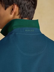 Joules Blue Long Sleeve Cotton Pique Polo Shirt - Image 8 of 9